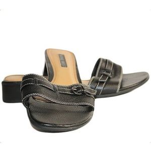 Nine West Black leather Slip On Sandals Size 8.5